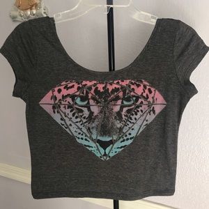 Grey Diamond Cheetah Crop Top